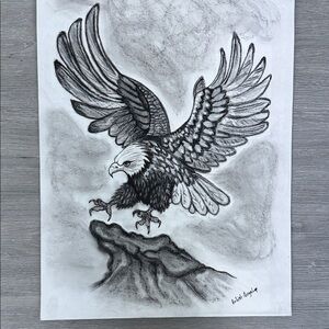 Majestic Eagle Charcoal Art Print